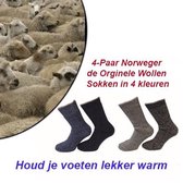 4-Paar Norweger de Orginele Wollen Sokken in 4 kleuren Maat 39-42
