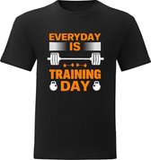 Sport T-shirt - Gym T-shirt - Fitness - Work Out - Lifestyle T-shirt  Casual T-shirt - Zwart -  Everyday is Training Day  -  XL