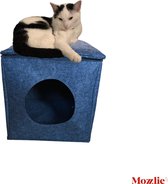 Mozzlie Kattenmand Kattenhuis Vierkant - Vilt - Antraciet / Grijs - 36x33x35 cm