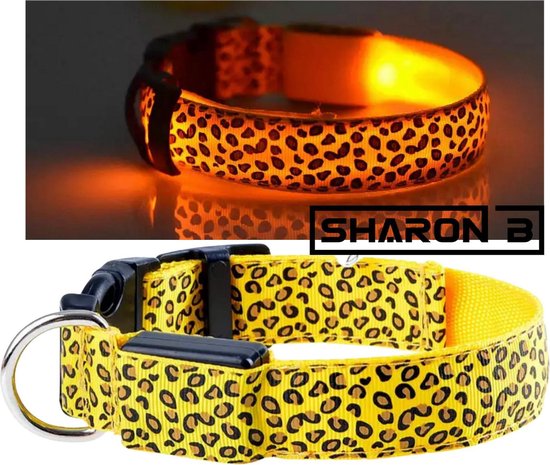 Led halsband voor je hond | Geel | leopard print | maat XL | Verlichte  halsband voor... | bol.com
