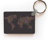 Sleutelhanger - Wereldkaart - Stippen - Kleuren - Uitdeelcadeautjes - Plastic