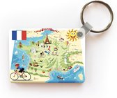 Sleutelhanger - Een illustratie van Frankrijk in een cartoonachtige stijl - Uitdeelcadeautjes - Plastic