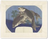 Muismat Katsushika Hokusai - Twee karpers - Schilderij van Katsushika Hokusai muismat rubber - 23x19 cm - Muismat met foto