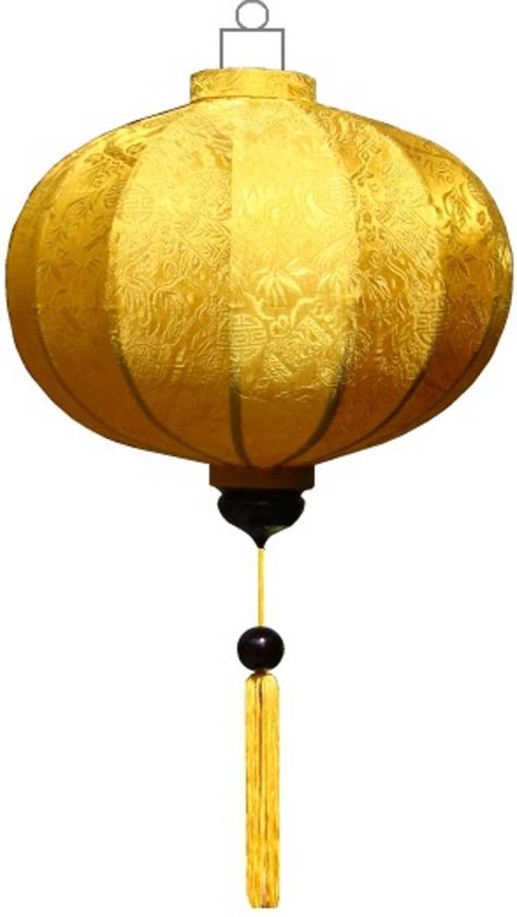 Gele zijden Chinese lampion lamp rond - G-YE-62-S
