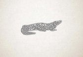 Line Art - Krokodil 2 - XS - 10x30cm - Wit - geometrische wanddecoratie