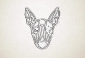 Line Art - Hond - Bull Terrier - S - 53x45cm - Wit - geometrische wanddecoratie