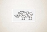 Line Art - Neushoorn vierkant - XS - 17x30cm - Wit - geometrische wanddecoratie