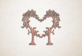 Wanddecoratie - Bomen in vorm van hart liefde - XS - 25x29cm - Multiplex - muurdecoratie - Line Art