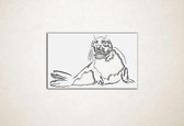 Wanddecoratie - Wandpaneel - zeehond - M - 54x90cm - Wit - muurdecoratie - Line Art