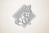 Line Art - Vos met achtergrond - XS - 25x25cm - Wit - geometrische wanddecoratie