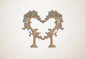 Wanddecoratie - Bomen in vorm van hart liefde - S - 45x51cm - Eiken - muurdecoratie - Line Art