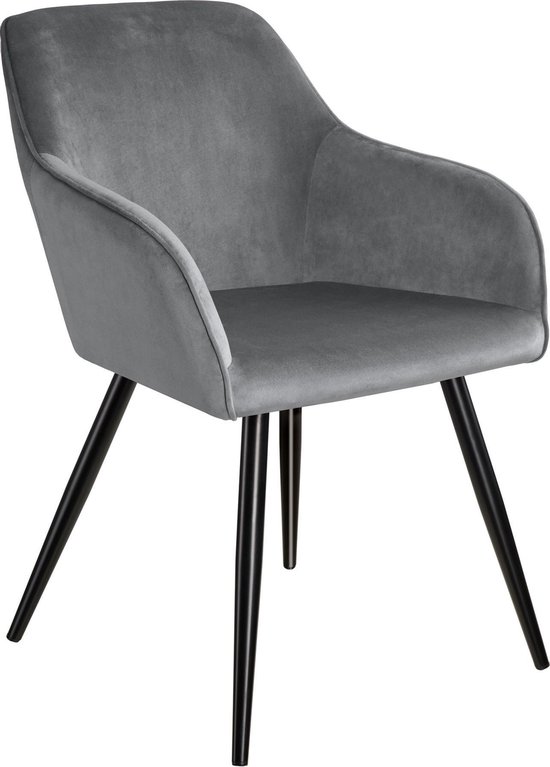 tectake - Chaise Marilyn aspect velours noir / gris SKU: 403659