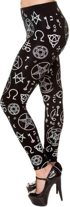 Banned - Pentagram Legging - 2XL - Zwart/Wit