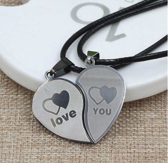 Love you collier - collier - Love you - coeur - collier en deux parties -  amour -... | bol.com