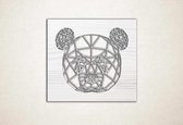 Line Art - Panda vierkant - S - 45x50cm - EssenhoutWit - geometrische wanddecoratie