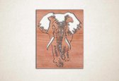 Wanddecoratie - Wandpaneel - olifant - S - 56x45cm - Multiplex - muurdecoratie - Line Art