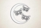 Wanddecoratie - Maan met vlinders - XS - 25x25cm - Wit - muurdecoratie - Line Art