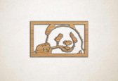 Wanddecoratie - Wandpaneel - panda etend - S - 36x60cm - Eiken - muurdecoratie - Line Art