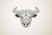 Line Art - Stier 2 - XS - 24x30cm - Zwart - geometrische wanddecoratie