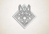 Line Art - Wolf 6 met achtergrond - M - 60x60cm - Wit - geometrische wanddecoratie