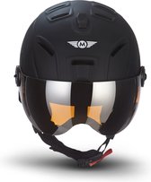 Skihelm, snowboard helm mat zwart dames heren met vizier L hoofdomtrek 59-60cm