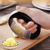 Knoflookpers en Multifunctionele Rasp - Vaatwasser Bestendig - RVS / Zwart - Compact en Stevig - H-O