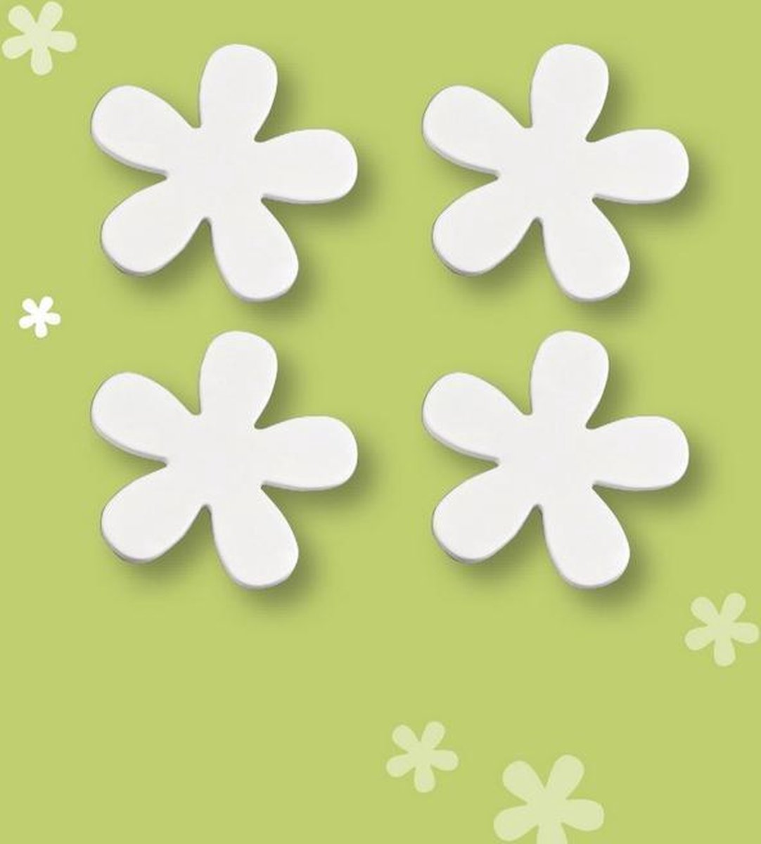 1x Tafelmagneetjes - Witte bloem - Tafelkleed gewichtjes - Tafelkleedklem - Magneet - Set van 4 stuks - Friedola