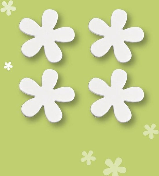 1x Tafelmagneetjes - Witte bloem - Tafelkleed gewichtjes - Tafelkleedklem - Magneet - Set van 4 stuks