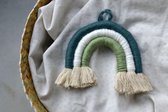 Regenboog macramé wandhanger - groen - jongen - jongenskamer - kinderkamer - babykamer - accessoires