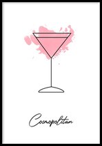 Poster Cosmopolitan - 30x40 cm Met Fotolijst - Cocktail Poster - Ingelijst - WALLLL