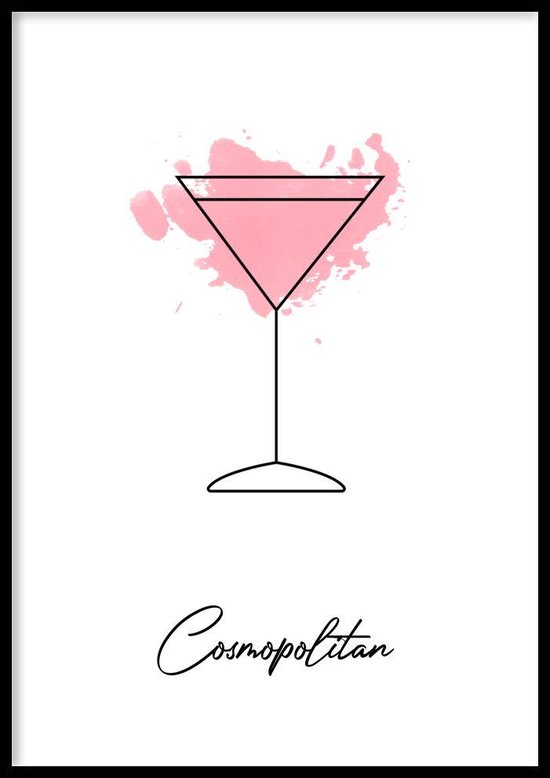Affiche Cosmopolitan - 30x40 cm avec cadre photo - Affiche cocktail - Encadrée - WALLLL