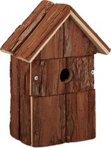 Relaxdays decoratie vogelhuis - houten nestkast - vogelhuisje hout - decoratief huisje