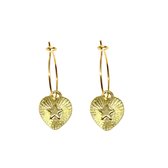 Heart with a star coin hoops - Goud