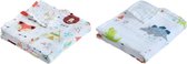 Hydrofiele doek XL - 115x115 cm - Inbakerdoek - Dinosaurus -  Swaddle doek groot - Hydrofiele luier