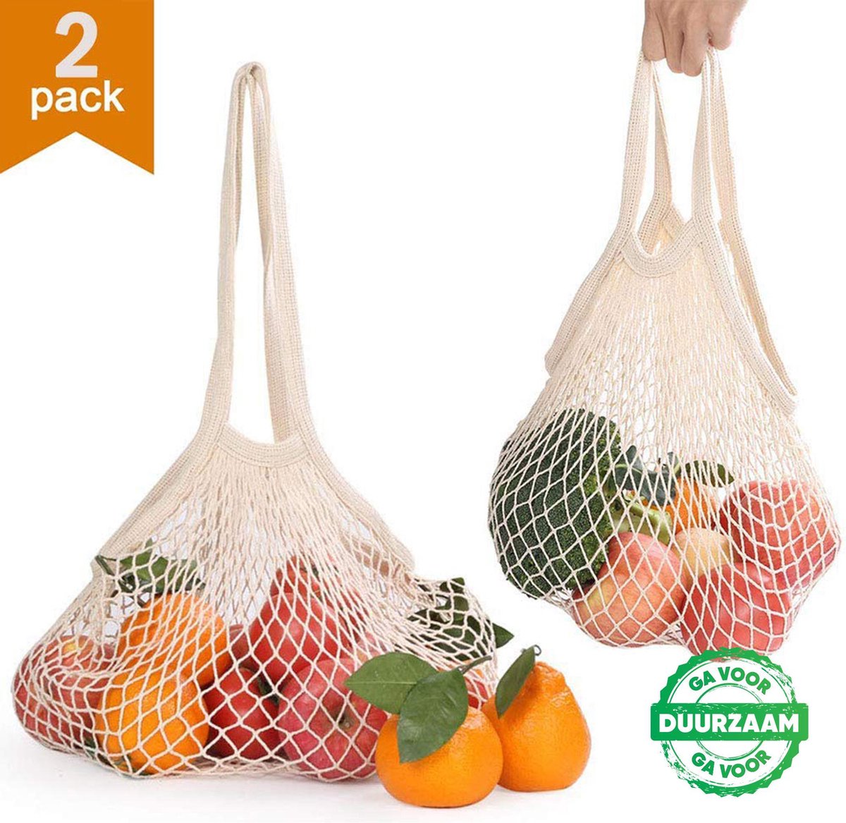 2x Zero Waste Nettas Herbruikbare Boodschappentas / Groenten- en fruittas / Eco Bag