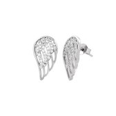 Oorbellen dames | Oorstekers | Rhodium plated vleugel oorsteker met cubic zirkonia steentjes | WeLoveSilver