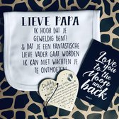 Set Baby slabbetje met tekst + Hart + Kaart | Lieve Papa Ik hoorde dat je geweldig bent en ben heel blij dat jij mijn papa gaat worden! ontmoeten! | Slab aanstaande Papa | aankondi