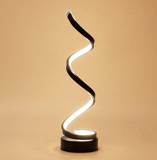 TDR - LED de table - 3 modes d'éclairage (3000K, 4500K et 6000K) - Spirale - Idéal pour buffet, salon ou chambre - Zwart