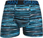 Heren boxershorts Grandman katoen met bamboe gestreept turqoise XXL