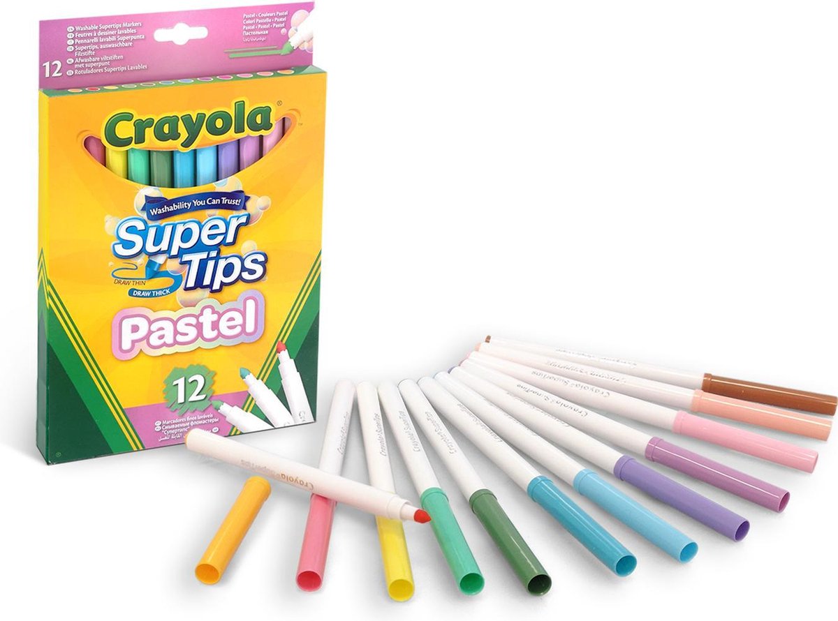 Crayola Supertips 12 pastel viltstiften met superpunt