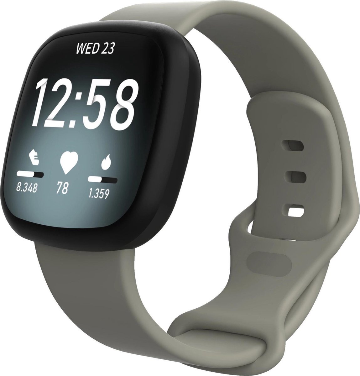 KELERINO. Siliconen bandje geschikt voor Fitbit Versa 3 / Sense - Grijs - Small