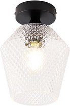 QAZQA karce - Art Deco Plafondlamp - 1 lichts - Ø 170 mm - Zwart - Woonkamer | Slaapkamer | Keuken