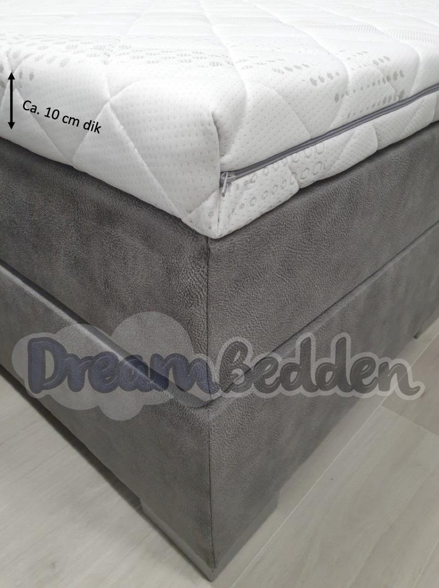 dreambedden Topper 140x210 Hybride Schuim ca. 10cm dik met Cooltouch hoes. Medium wit
