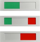 Schuifbordje vrij - bezet zonder tekst - Groen en Rood 130 mm x 35 mm - Met maar een dikte van 4 mm geen blok op je deur - Promessa-Design.