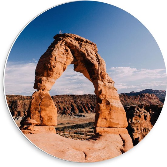 Forex Wandcirkel - Arches National Park - Utah Amerika  - 30x30cm Foto op Wandcirkel (met ophangsysteem)