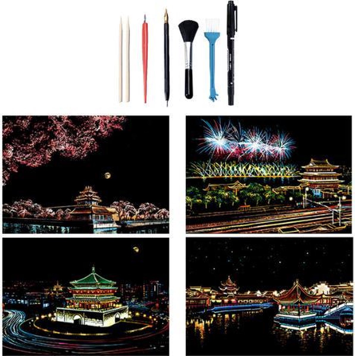 👍 Scratch Art A4 Deluxe Set Meerdere Varianten Voor Volwassenen en