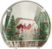 J-Line Decoratie Winter Huis+Bomen Led Acryl Wit/Groen Small