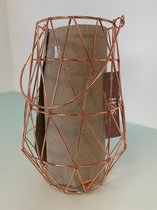 Decoratieve lantaarn van metaal (rosé goud) - 1 stuk (middelgroot, buiten en binnen)