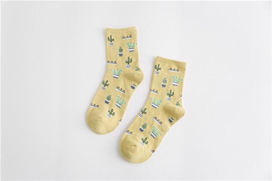 Cactus sokken - unisex - one size - zandkleurig