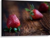 Canvas - Lekkere Rode Aardbeien - 100x75cm Foto op Canvas Schilderij (Wanddecoratie op Canvas)